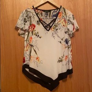 Flutter sleeve floral blouse